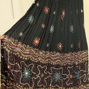 Indian Floral Embroidered Black Skirt